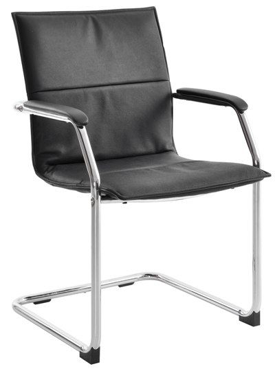 Essen Meeting Chair, Fixed Arms, Black or Grey Leather Faced