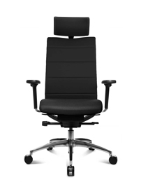 Ergomedic Office Chair 100-4, No Arms, Inc 3D Dondola Mech, 4 Band Fabric Back, Fabric Seat, Black Polymide Base (No H/R)