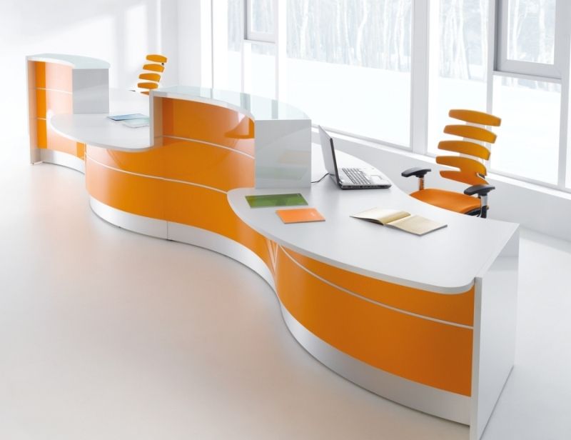 Modern High Gloss Office Reception Desk Valde Reception Counter