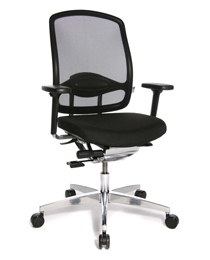 Alumedic 3D Ergonomic Chair, No Arms, Mesh Back, Fabric Seat, (No H/R), Black Polymide Backrest Frame, Polished Base